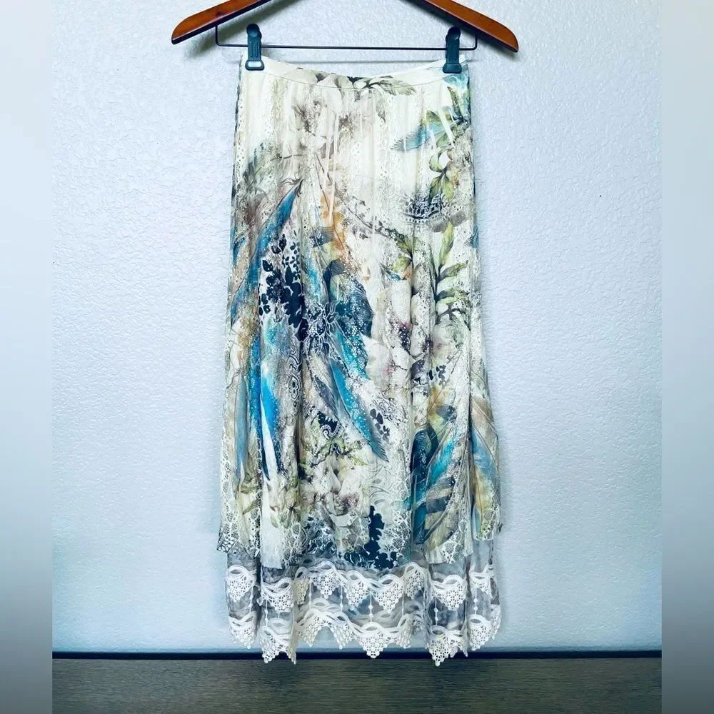 Victorian Boutique Lace Layered Boho Maxi Skirt